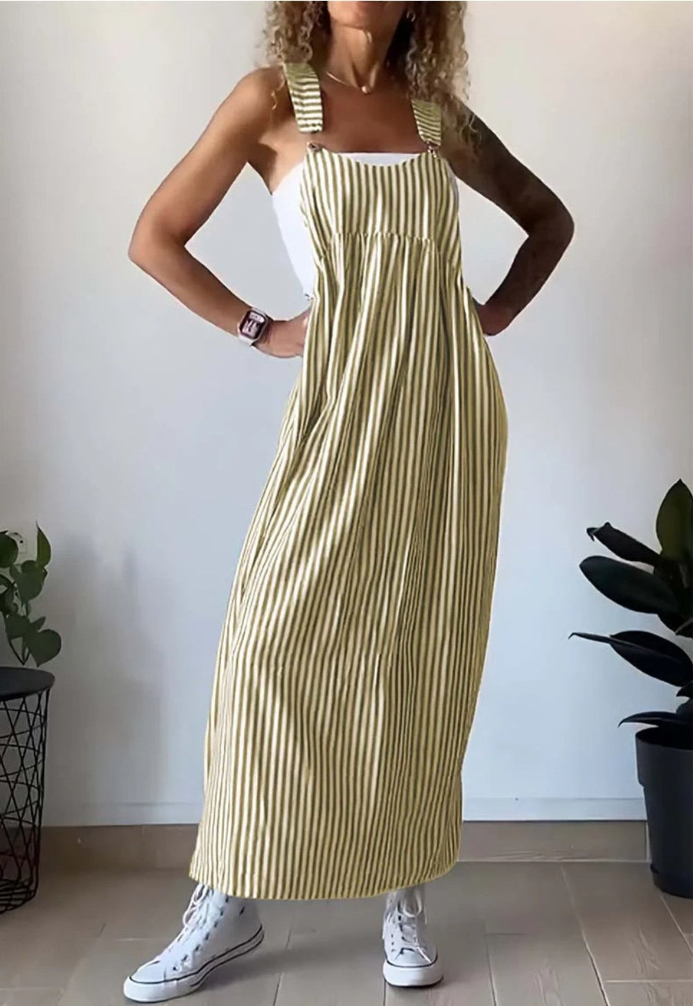 MARGE | Striped Dungaree Dress