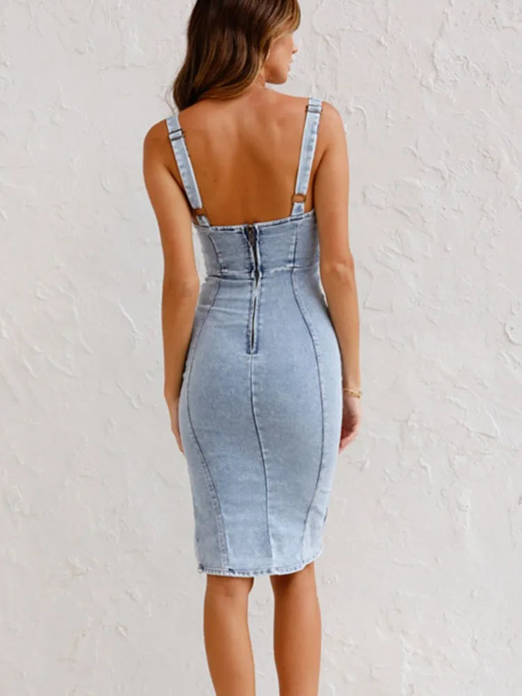 MIRABELLA | Denim dress with adjustable straps